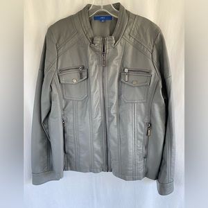 Apt 9 Women’s Grey Gray Faux Leather XL Ladies Jacket Coat
